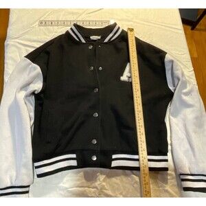 Reflex‎ Bomber University Jacket Mens Medium Black Snap Back Long Sleeve Casual